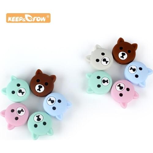 Keep&Grow 10pcs Bear Silicone Beads Animal Teethers DIY Rodent Pearl Beads Food Grade Silicone Beads BPA Free Childrens Gift