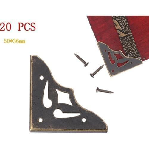 20PCS Antique Jewelry Box Corner Foot Wooden Case Corner Protector Bronze Tone Hollow Pattern Carved Metal Crafts