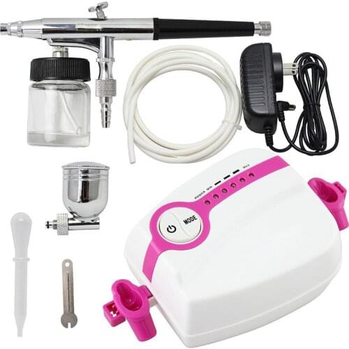 Airbrush Kit with 5-Adjustable Mini Air Compressor Air brush Spray Gun for Makeup Body Paint Temporary Tattoo New