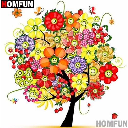 Homfun Full Square/Round Drill 5D DIY Diamond Painting "Cartoon color tree" 3D Embroidery Cross Stitch Home Decor Gift A11295