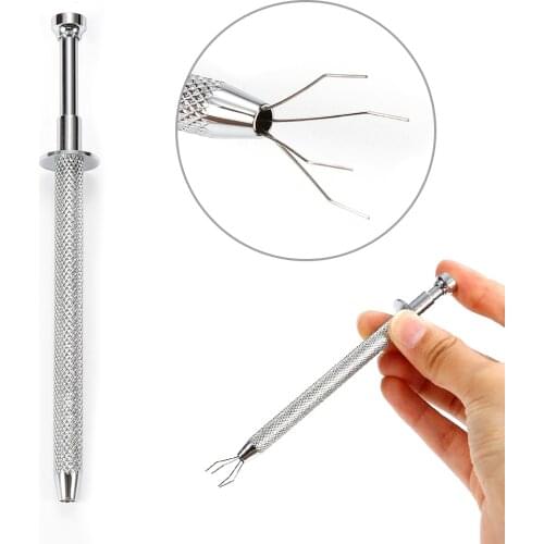 Free Shipping 1pc Tattoo Bead Ball Grabber 4 Claw Stainless Steel Gem Holder Body Piercing Tool Removal Insertion Work Supply Ta