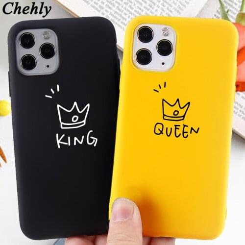Queen King Phone Case for iPhone 6s 7 8 11 12 Mini Plus Pro X XS Max XR Crown Cases Soft Silicone Fitted Back Accessories Cover