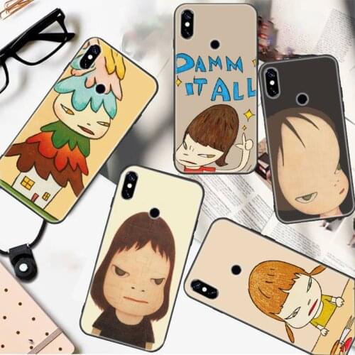 Art Cartoon Yoshitomo Nara Black Hoesjes Phone Case For Redmi 7 8 9 A K20 30 Pro Note 8 9 Pro 9s 10