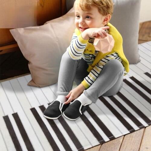 Children bedroom piano keys black and white cowhide patchwork carpet striped fur patchwork rug for living room decora office