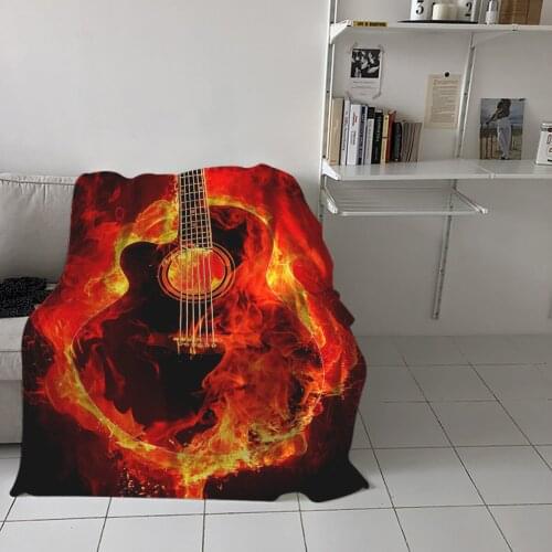 Flame Burning Guitar Home Blanket High Quality Bedroom Living Room Sofa Blanket Lounge Hotel Travel Portable Soft Blanket