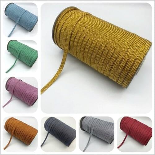 5yards/Lot 6mm Metallic Color Elastic Ribbon Sewing Elastic Band Fiat Rubber Band Waist Band Stretch Rope Elastic Ribbon