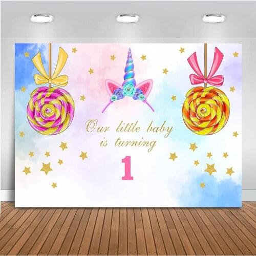 Neoback Unicorn Backdrop Candy Little Baby Boy Party Decoration Background for Photography Studio Newborn Baby Theme Photo Party