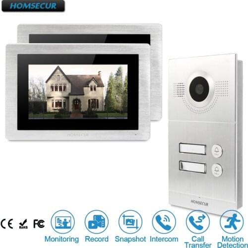 HOMSECUR Video Door Phone Intercom System with Motion Detection for House/Flat BC121-2S+BM714-S