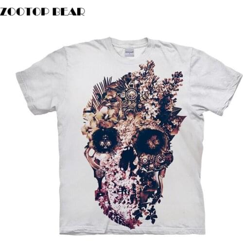 Skull by ALI Art T-shirts Men Short Sleeve Women tshirt 2019 New Summer O-neck Short Sleeve Tees Tops Drop Ship ZOOTOP BEAR