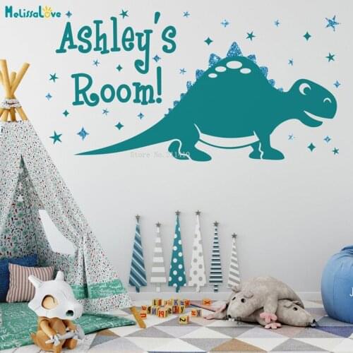 Personalised Dinosaur Sparkly Wall Stickers Home Decor Decals For Kids Baby Bedrooms Nursery Vinyl Murals Large Size YT4742