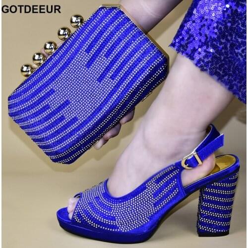 Italian Shoes with Matching Bags Metal Decoration Buckle Strap Woman Sandals 2019 Summer Nigerian Matching Shoes and Bag Sets
