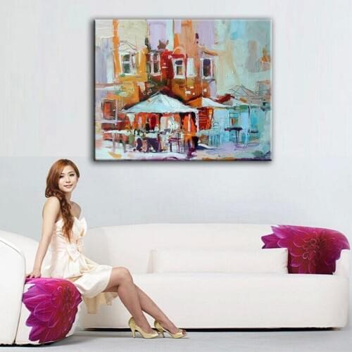 Home decor oil painting hand painted high quality landscape knife painting pictures DM1609323