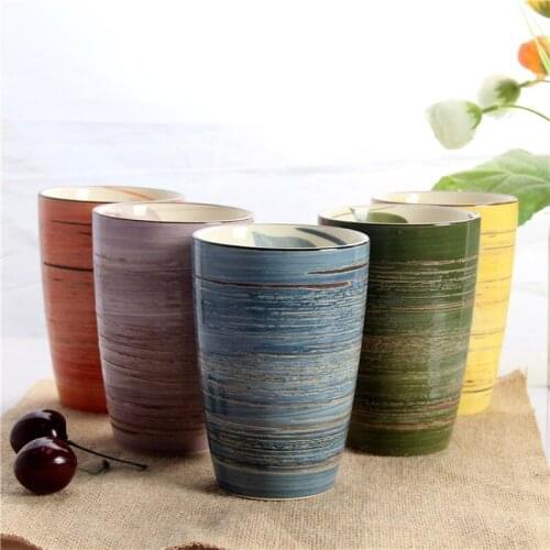Ceramic cup hand color mug simple brushed style middle school students' couple office environmental protection water cup