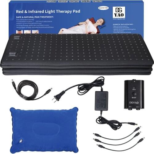 880nm Near Red Infrared Light Therapy Pad Heated Back Physical Massager Muscle Stimulator Therapy 23.6 " × 9.8 " Four Pads