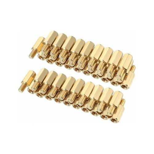 50pcs M4 12+6mm Female Male Thread Brass Hex Standoff Spacer Screws PCB Pillar