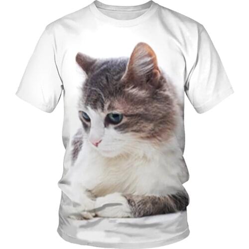 Summer hot-selling fashion 3D printing pet cat pattern T-shirt casual top mens short-sleeved Harajuku cute T-shirt