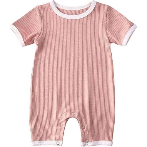 Newborn Summer Baby Kids Toddler Boys Girls Clothes Sleeveless Ribbed Knitted Baby Rompers Jumpsuit Playsuit One-Pieces Sunsuits