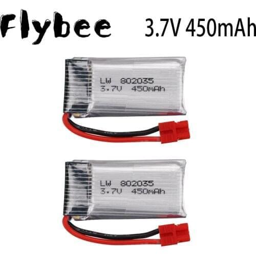 3.7V 450mAh Lipo Battery For SYMA X15 X5A-1 X15C X15W RC Quadcopter Parts 802035 3.7V 450mAh Lipo Battery 2PCS