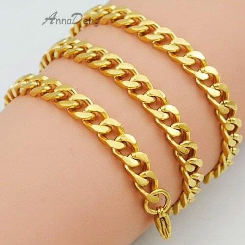 CHIMDOU fashion gold color chain cuban curb stainless steel necklace for men or women jewelry 2105, AN115