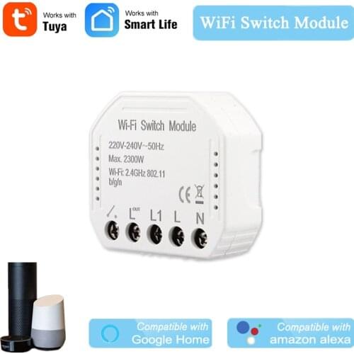 Tuya Smart DIY Module WiFi Light Swith Module Smart Breaker Smart Life/Tuya APP Wireless Control Work with Alexa Google Home