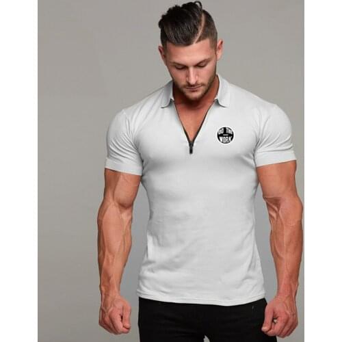 Men Cotton Short Sleeve Polo Shirt Men Business Fitness Slim Fit Male Running Sport Gym Bodybuilding Workout Poloshirt