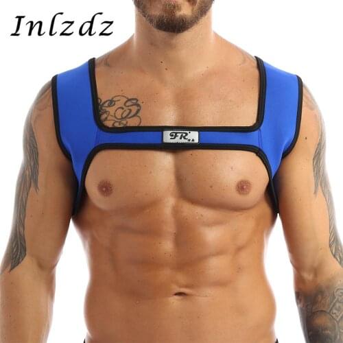 Harness Mens Neoprene Body Chest Harness Sports Shoulder Supports Braces Protective Gear Fitness Sportwear Tank Tops for Male