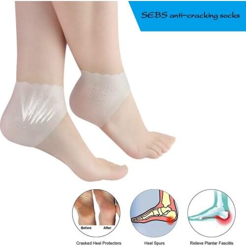 1 Pair Soft Silicone Foot Care Tool Heels Protector Moisturizing Gel Heel Socks Cracked Skin Foot Heel Protective Pedicure Tool