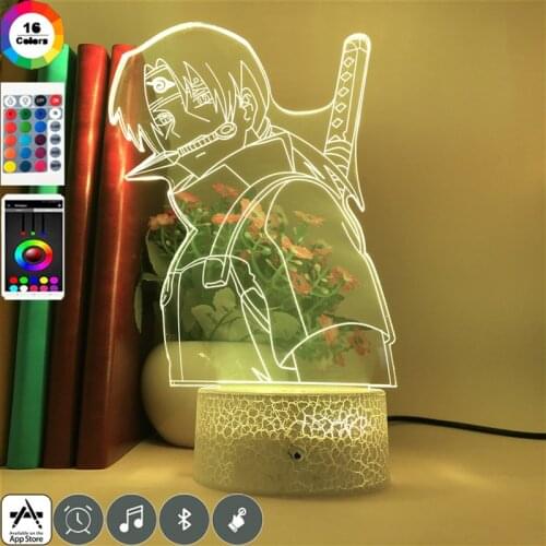 Naruto 3D Night Light Anime Naruto Uchiha Itachi Figure LED Lamp for Room Home Decor Colorful Acrylic Nightlamp Table Lamp Gifts