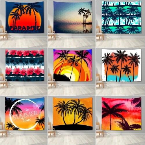 Palm Trees At Sunset Wall Tapestry Blanket Bedroom Tropical Plant Pattern Wall Hanging Tapestry For Living Room Home Dorm Beach