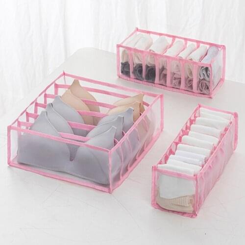 Dormitory Closet Organizer For Sock Home Separated Underwear Storage Box Sanitary Napkin Bra Organizer Foldable Drawer Organizer