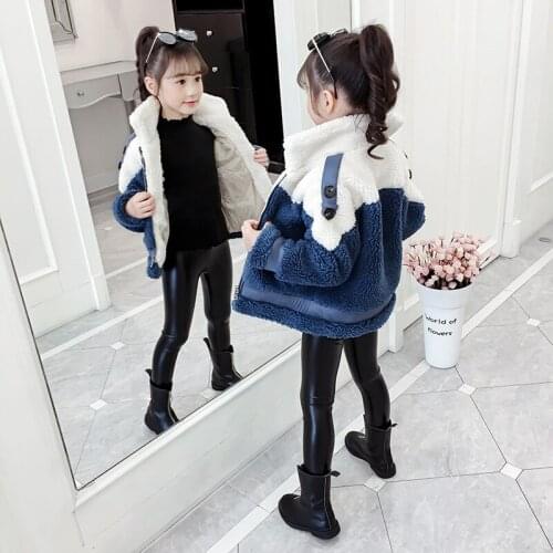 Girls Fall Winter New Coat Western style Children Plus Thick Velvet Fur Coat