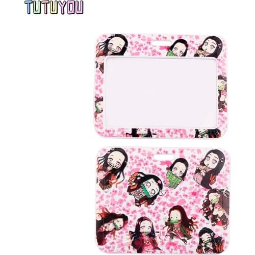 PC3137 Anime Girl Pink Personality Card Holder Id Holder Bus Card Holder Staff Card Lanyard For Keys Phone Diy Hang Rope