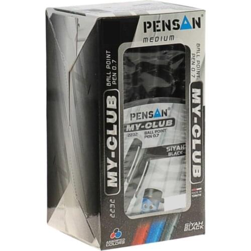 Pensan Medium 0.7 Black Ballpoint Pen 1 Pack 36 Pcs fluid writing school stationery book pencil notebook