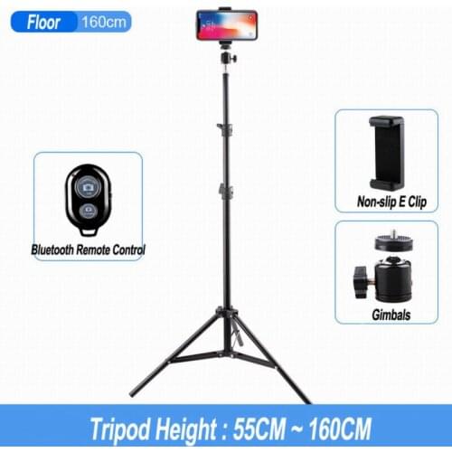 Portable Aluminum Tripod Stand With Gimbal Head Phone Holder bluetooth Remote For Photo Studio Accessories Lightings
