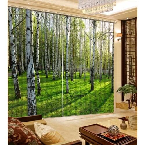 Photo Luxury Curtains Forest nature landscape 3D Sheer Curtains For Window Decoration Modern Home Decoration Drapes