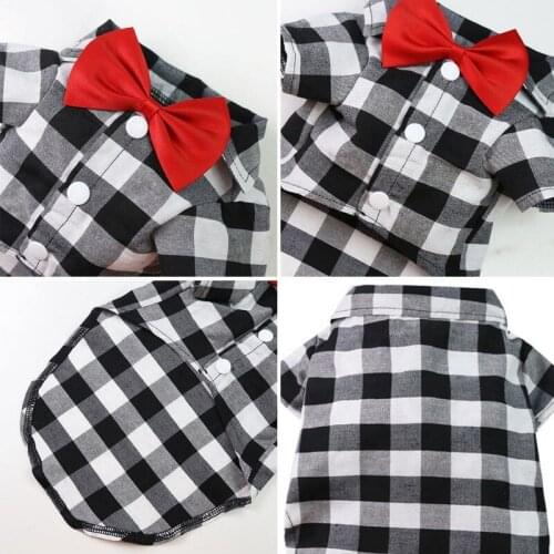 Pet Shirt Gentleman Large Dog Clothes Plaid Shirt Wedding Suit Formal Shirt For Small Dogs Bowtie Tuxedo Pet Party Costume