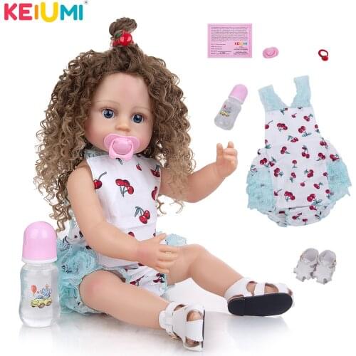KEIUMI 23 Inch Full Body Silicone Baby Dolls Realistic Waterproof Girl Dolls Cute Real Baby Lifelike Birthday Christmas Gift