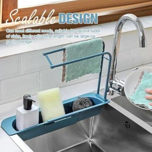 Telescopic Sink Storage Rack Telescopic Sink Rack Holder Expandable Storage Drain Basket Kitchen Household Adjustment Drain