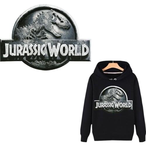 Embossing 3D design dinosaur iron on patch for clothing cool jurassic world heat transfer DIY Stripes Appliques Clothes Sticker