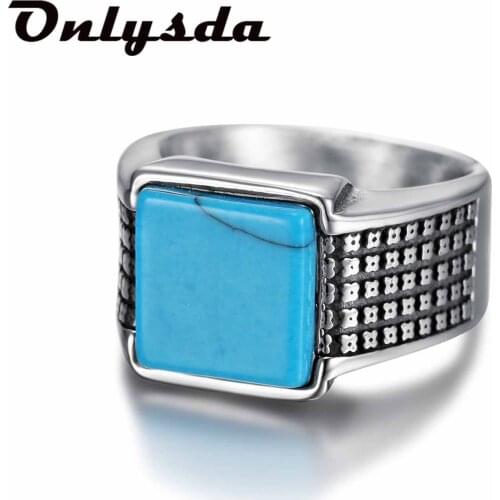 Vintage Luxury Blue Ring Crystal Large Zircon Stone Ring Wedding Jewelry Engagement Anillos For Man Women Bague Femme Anillos