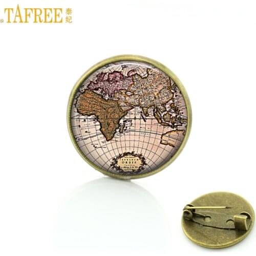 TAFREE vintage World Travel City Map brooches New York Florence Finland Los Angeles Africa UK hometown map badge pins CT157