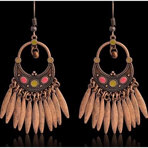 Drop earring Vintage Rustic Bronze Chandelier Tassel Dangle Earrings Ear Jewelry Women Ethnic Jewelry Gift for her