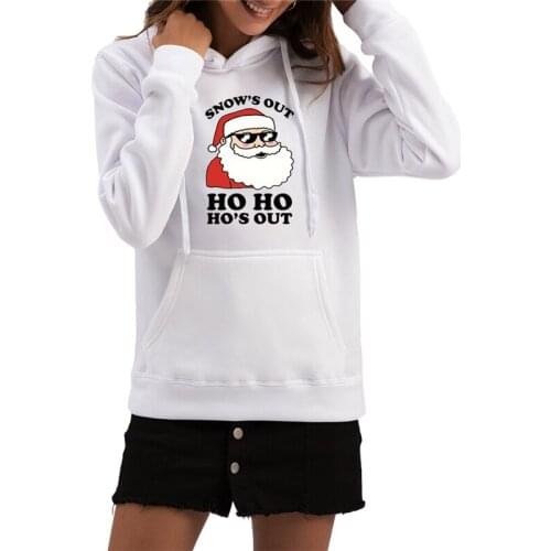Winter Christmas Women Hoodie Xmas Kawaii Santa Claus Graphic Clothes Cute Cartoon Printed Long Sleeve Harajuku Pullovers Female