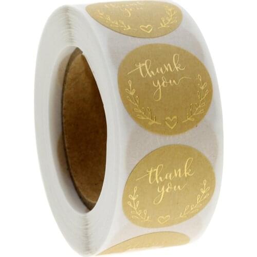 Gold Thank you stickers 1 inch Wedding Stickers 50-500pcs labels for Party Favors Decoration Envelope Seals Stationery Stickers