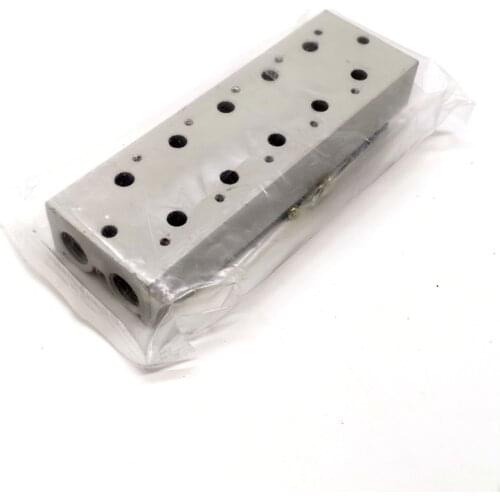 1PCS 3V200 seriesSolenoid Valve Manifold With Screws & Rubber 5 Station Base Board