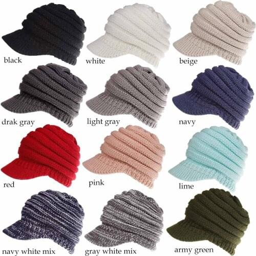 1 pcs/lot , Womens knitted baseball caps open horsetail hats mens and womens hats ski caps
