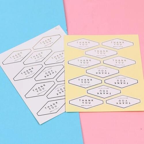 110pcs Self-adhesive White Golden Polygon Thank you Sealing Stickers Cake Packaging Sealing Kraft Sticker DIY Sealing Sticker