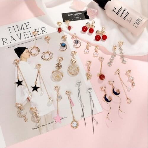 2020 New Year Clip on Earring Dongdaemun Long Style Temperament Earrings Student Jewelry Wholesale Parties Earrings