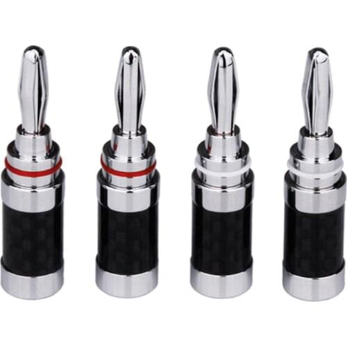 8pcs Banana Connector Speaker Plug Carbon Fiber Rhodium Plated Banana Plugs Acoustics Terminals Audio Video Speaker Connectors