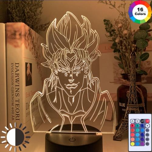 3D Acrylic Night Lamp Anime JoJos Bizarre Adventure for Bedroom Decor Light Touch Sensor Colorful Table LED NightLight DioFigure